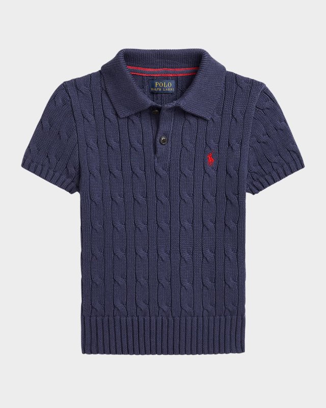 Boy's Cable Knit Polo Shirt, Size 2-